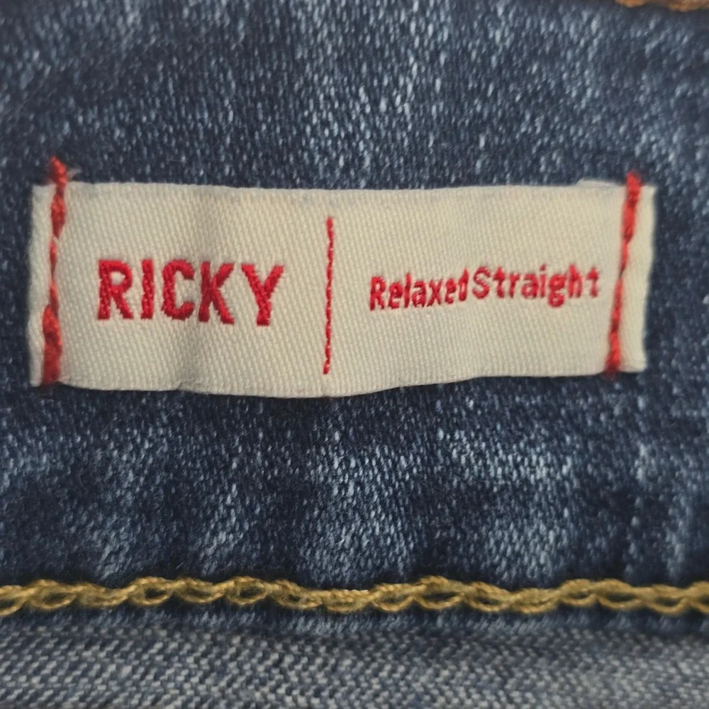 True Religion Jeans Mens 28 Blue Medium Wash Straight Horseshoe Embroidery